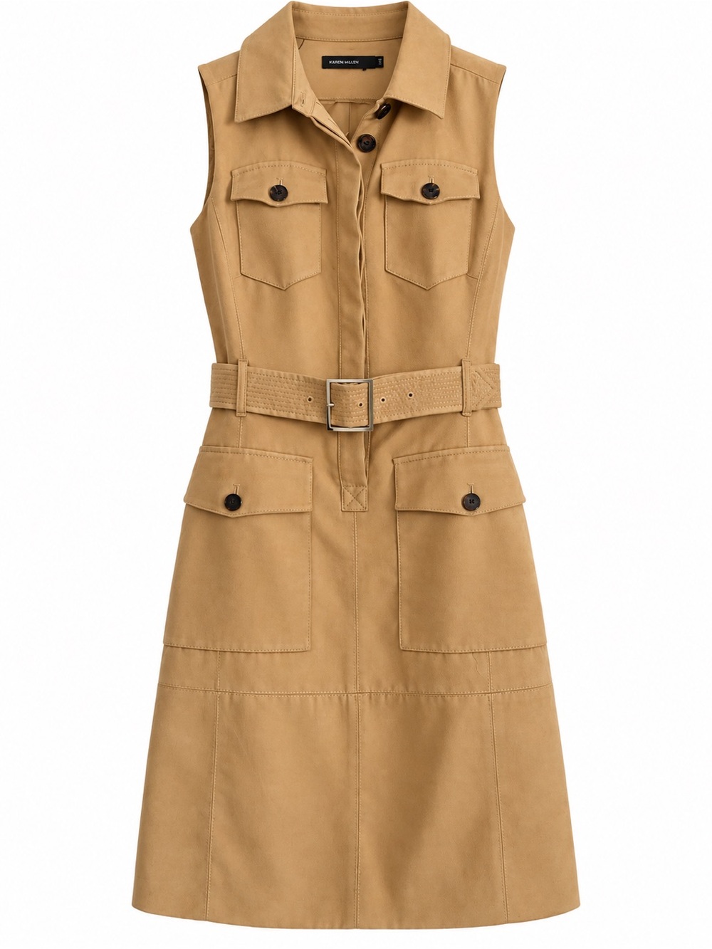 Karen Millen Tan Sleeveless Belted Dress